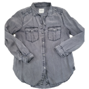 American Eagle Boyfriend Fit Distressed Black Denim Shirt sz S - Like New